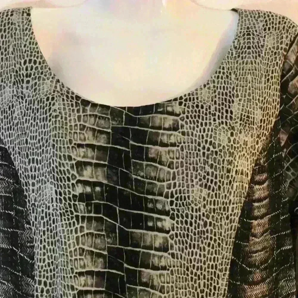 Style & Company animal print women’s‎ pullover ruffle bottom ruched sleeve L - Picture 3 of 6